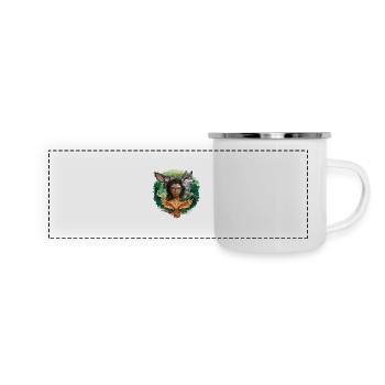 Wildlife Stamm Wolf Eule Schildkröte Frau für - Panorama Emaille-Tasse - Weiß - Vorne
