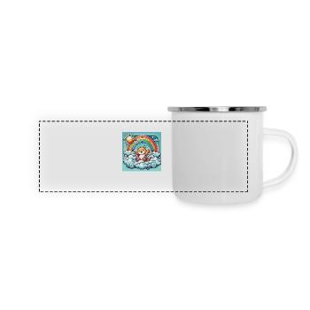 Sonnenaufgang Regenbogen Fantasie Paradies Sonne - Panorama Emaille-Tasse - Weiß - Vorne