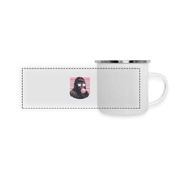 Gorilla mit Sonnenbrille Bubblegum für einen - Panorama Emaille-Tasse - Weiß - Vorne