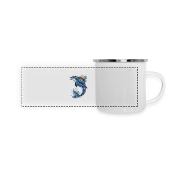 Ozean Wellen Segeln Abenteuer Delphin - Panorama Emaille-Tasse - Weiß - Vorne