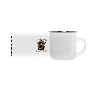 Drôle de motard grand-père moto vintage style rétro - Mug panoramique émaillé - blanc - Devant