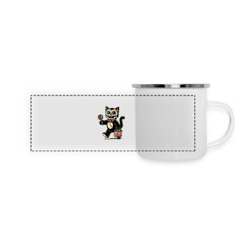 Chat zombie effrayant Trick Or Treat - Mug panoramique émaillé - blanc - Devant