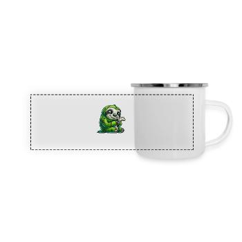 Halloween paresseux zombie dessin animé drôle - Mug panoramique émaillé - blanc - Devant