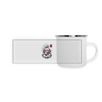 Japanese Daruma Aesthetic Yokai Design - Panoramic Camper Mug - white - Front