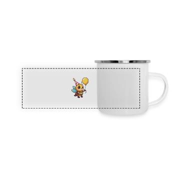 Abeille Anniversaire Bande Dessinée Mignon - Mug panoramique émaillé - blanc - Devant