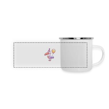 Pelikan Vogel Geburtstag Comic Niedlich - Panorama Emaille-Tasse - Weiß - Vorne