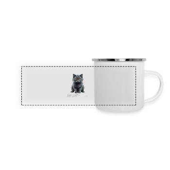 Chat Gris Mignon Mon Petit Diable - Mug panoramique émaillé - blanc - Devant
