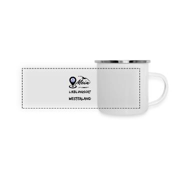 Westerland mein Lieblingsort-Lieblingsinsel Sylt - Panorama Emaille-Tasse - Weiß - Vorne