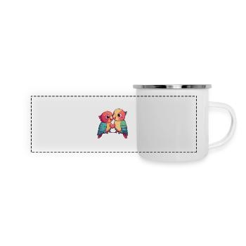 Parrot Comic Couple Love - Panoramic Camper Mug - white - Front