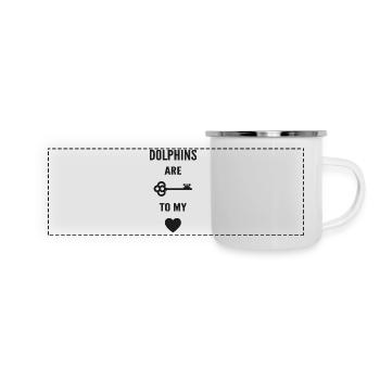 Delfine sind der Schlüssel zu meinem Herzen - Panorama Emaille-Tasse - Weiß - Vorne