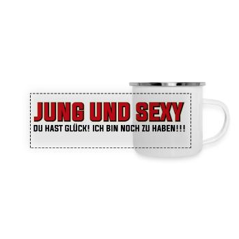 Jeune et sexy - Mug panoramique émaillé - blanc - Devant