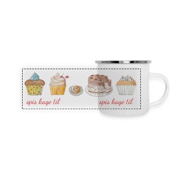 Manger du gâteau - Mug panoramique émaillé - blanc - Devant