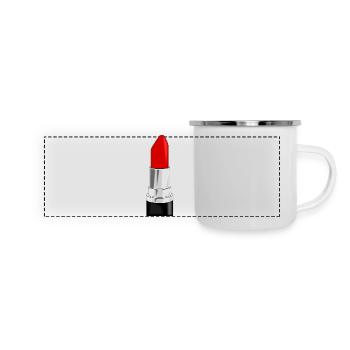 lipstick - Lippenstift rot - Panorama Emaille-Tasse - Weiß - Vorne