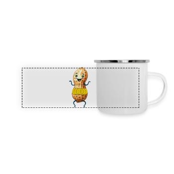 Banane Bananend Obst Frucht Früchte exotisch - Panorama Emaille-Tasse - Weiß - Vorne