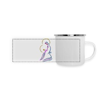 Vierge Marie et enfant jésus, design foncé - Mug panoramique émaillé - blanc - Devant