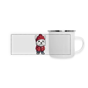 West Highland Terrier Dog Cartoon - Panoramic Camper Mug - white - Front
