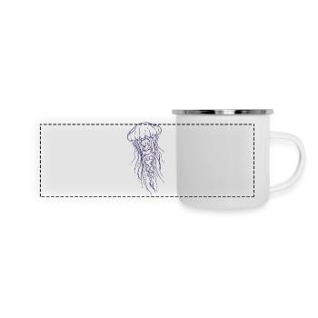 Jellyfish Line Art Illustration - Panoramic Camper Mug - white - Front