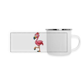 Flamant - Mug panoramique émaillé - blanc - Devant