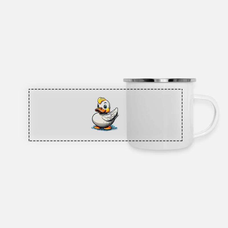 Canard en caoutchouc / canard en caoutchouc / eau / baignoire - Mug panoramique émaillé - blanc