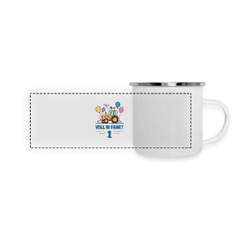 Cooler Traktor 1. Geburtstag: Bestseller Geschenk! - Panorama Emaille-Tasse - Weiß - Vorne
