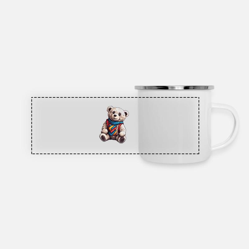 Teddybär / Kuscheltier / Stofftier / Geschenkidee - Panorama Emaille-Tasse - Weiß