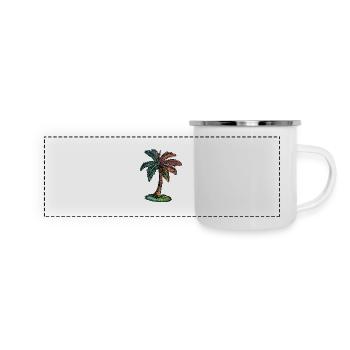 Palm Tree Beach - Panoramic Camper Mug - white - Front