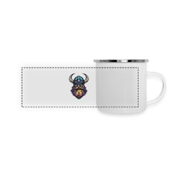 Wikinger Helm - Panorama Emaille-Tasse - Weiß - Vorne