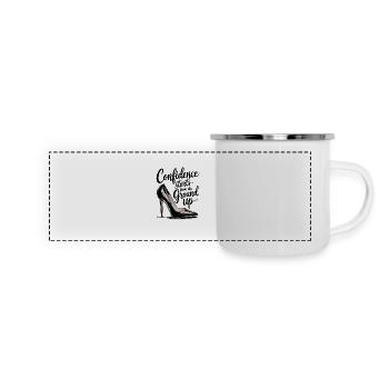 La confiance en soi commence par le bas - Mug panoramique émaillé - blanc - Devant