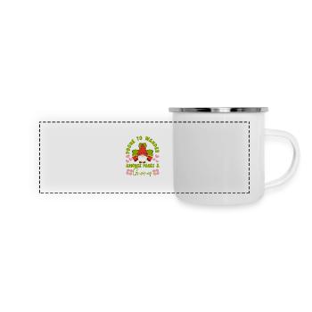 Gnome enclin à errer parmi les pages et les cadeaux de gnomes - Mug panoramique émaillé - blanc - Devant