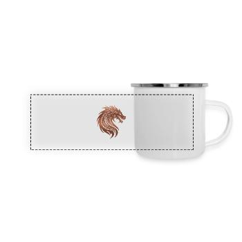 Fantasy Drache Anime Drachenkopf Mythisches Reptil - Panorama Emaille-Tasse - Weiß - Vorne