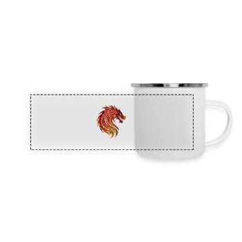 Fantasy Drache Anime Drachenkopf Mythisches Reptil - Panorama Emaille-Tasse - Weiß - Vorne