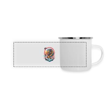 Japanischer Drache Design Aesthetic Streetwear - Panorama Emaille-Tasse - Weiß - Vorne