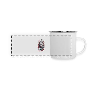 Seeungeheuer Ästhetik Yokai Oni Japan Vintage - Panorama Emaille-Tasse - Weiß - Vorne