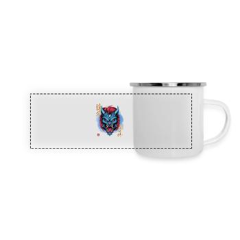 Oni bleu yéti - Mug panoramique émaillé - blanc - Devant