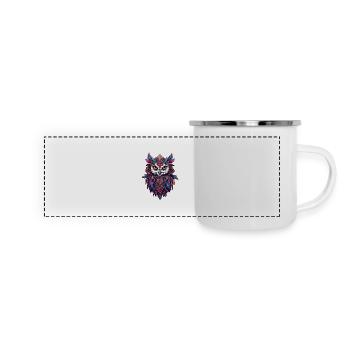 Eule Spirituelles Mandala Tier Traumfänger Design - Panorama Emaille-Tasse - Weiß - Vorne