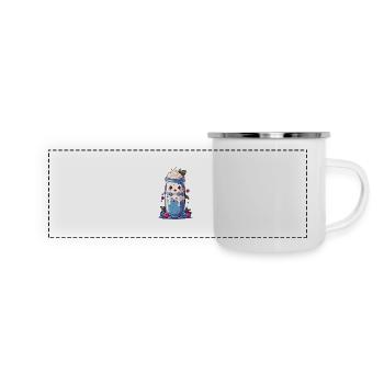 Milkshake Kawaii aux myrtilles Fun - Mug panoramique émaillé - blanc - Devant