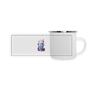 Beeren Milchshake Spaß Kawaii Anime Design - Panorama Emaille-Tasse - Weiß - Vorne
