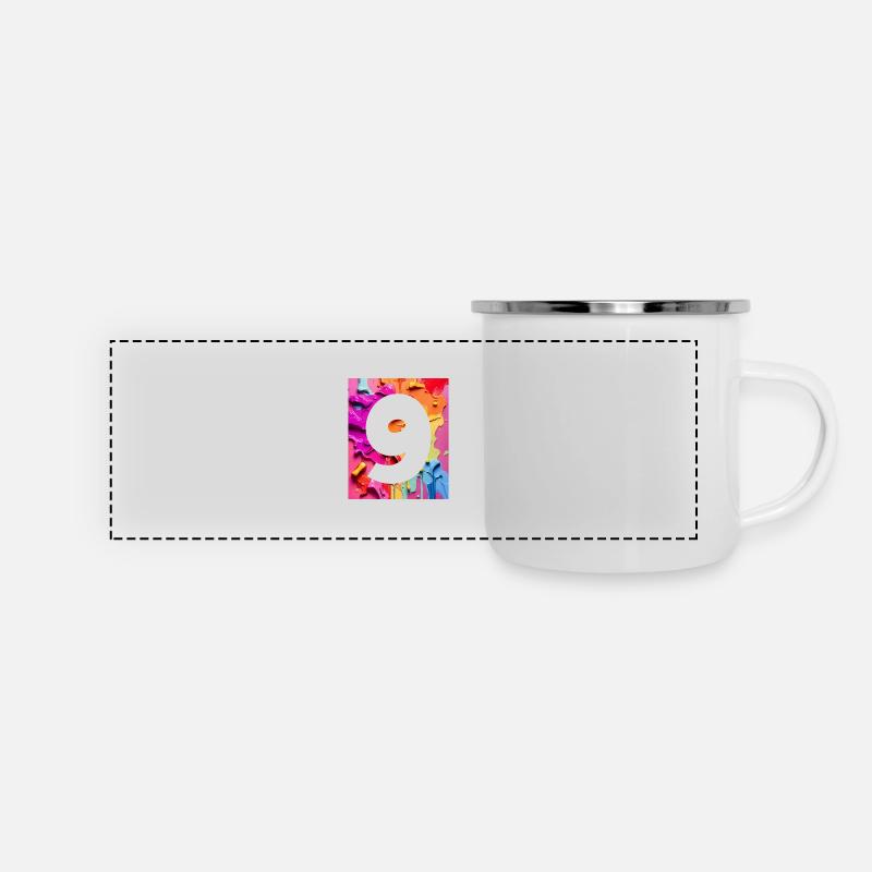 NO. 9 NUMBER 9 COLORFUL 9TH BIRTHDAY - Panoramic Camper Mug - white