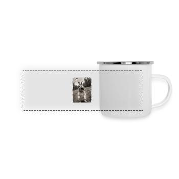 Lustiges Hasen Selfie Außerirdisches Raumschiff - Panorama Emaille-Tasse - Weiß - Vorne