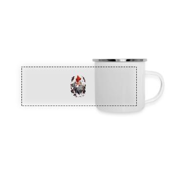 Durch Wände brechen: starker Hahn - Panorama Emaille-Tasse - Weiß - Vorne