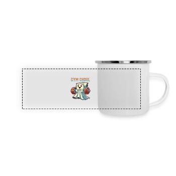 Gym goule drôle fitness fantôme illustration - Mug panoramique émaillé - blanc - Devant