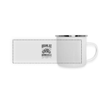 Bonneville Salt Flats Motorrad Geburtstag 1995 - Panorama Emaille-Tasse - Weiß - Vorne