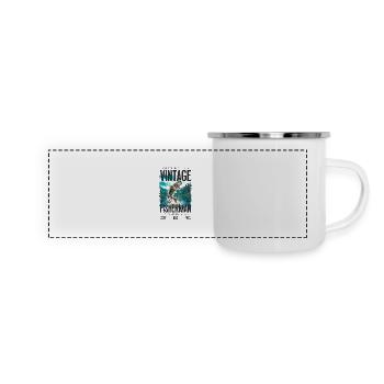 Vintage Forelle Fischer Angeln Geburtstag 1983 - Panorama Emaille-Tasse - Weiß - Vorne