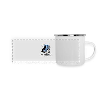 Der Korb ruft - Strandkorb - Meer - Urlaub - Panorama Emaille-Tasse - Weiß - Vorne