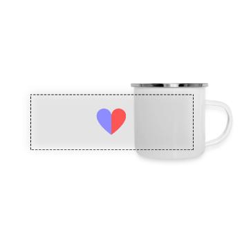 Coeur bicolore rouge lilas - Mug panoramique émaillé - blanc - Devant
