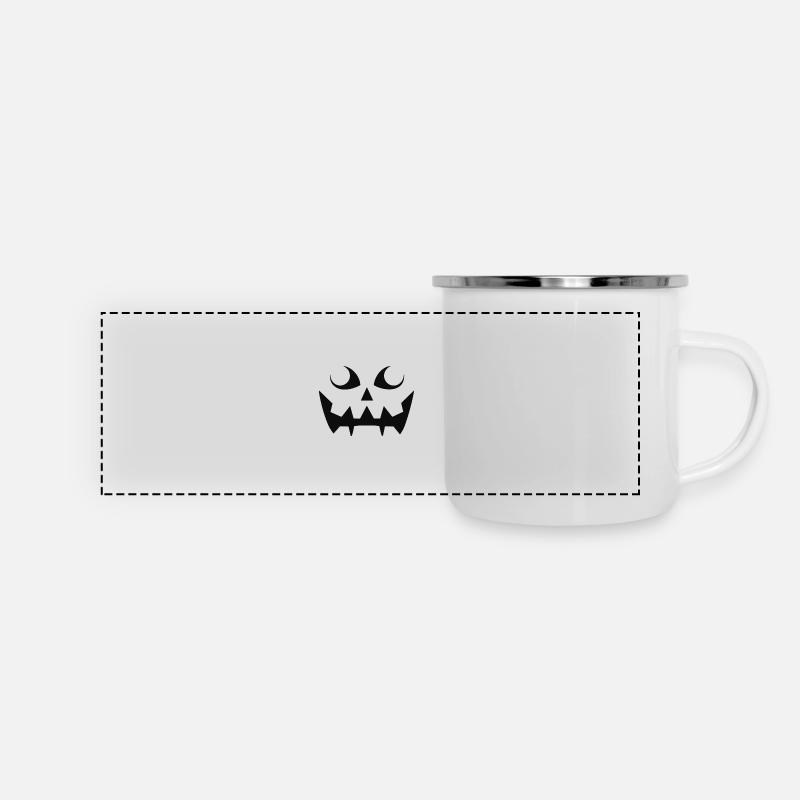 Grim Pumpkin Face Pattern - Panoramic Camper Mug - white