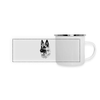 Schäferhund - Panorama Emaille-Tasse - Weiß - Vorne