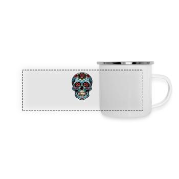 Totenkopf Neo Traditional - Panorama Emaille-Tasse - Weiß - Vorne