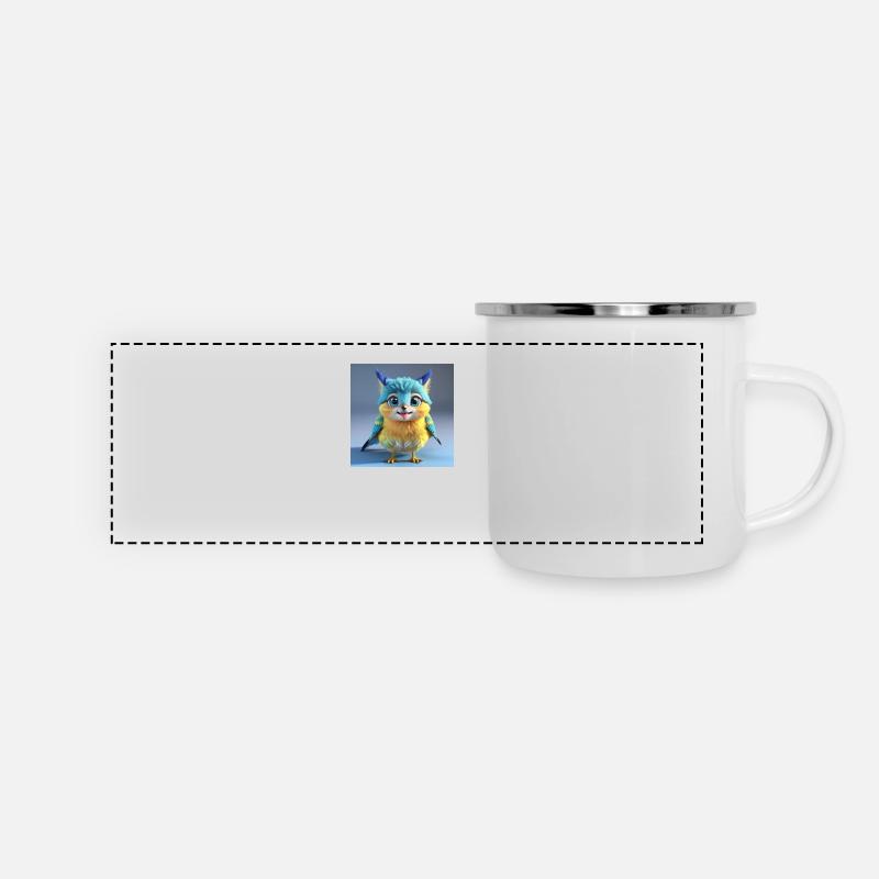 Oiseau jaune mignon - Mug panoramique émaillé - blanc