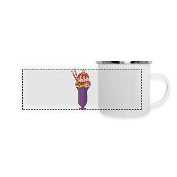 Eis Speiseeis Eiskrem Eiscreme Kugeleis Eisbecher - Panorama Emaille-Tasse - Weiß - Vorne